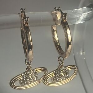 Gold Hoop Earrings with Crystal Accents